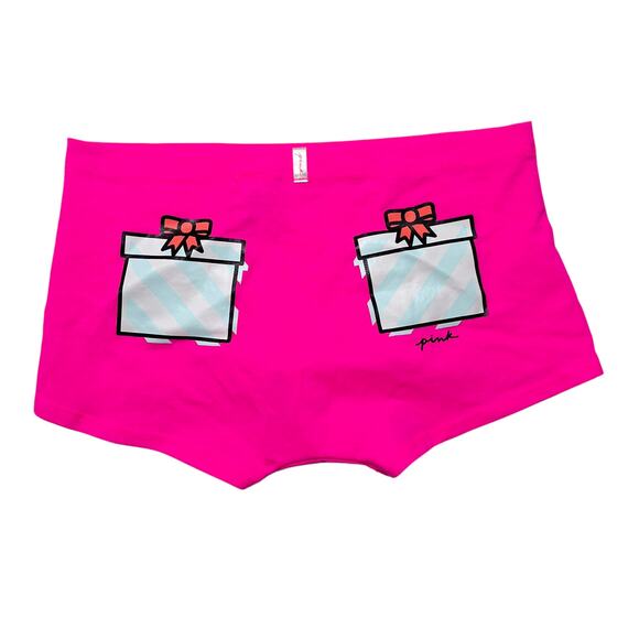 Victoria's Secret PINK Holiday Christmas Present Graphic Shortie Panty Small - Picture 1 of 3